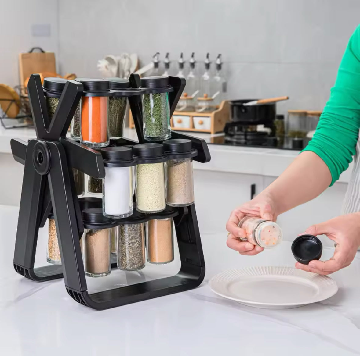 Countertop Jar Rack 18 Jar Rotating Countertop Spice Racks Kitchen Shelf – Assaf online shop