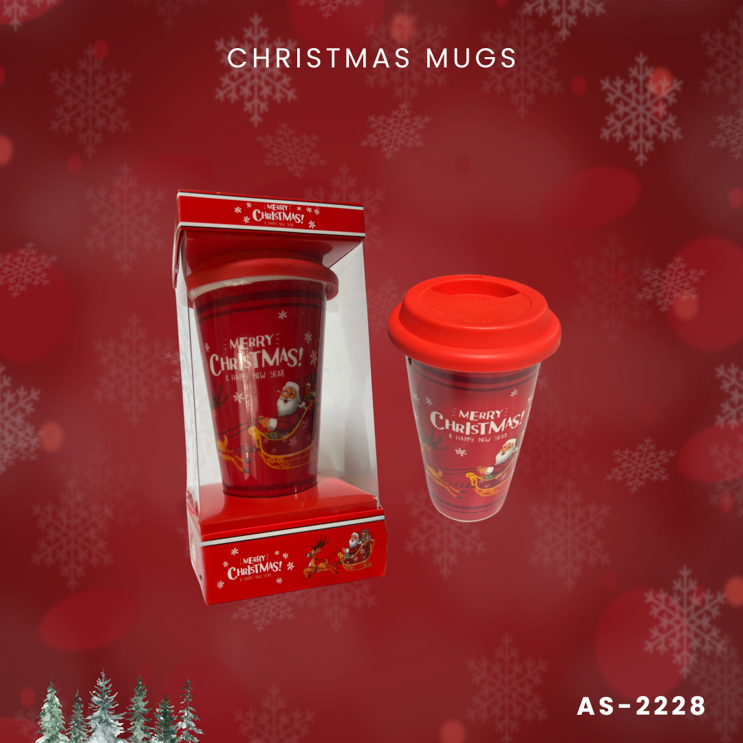 Ceramic Mug Cup with Lid Christmas Gift 10 Oz 2228