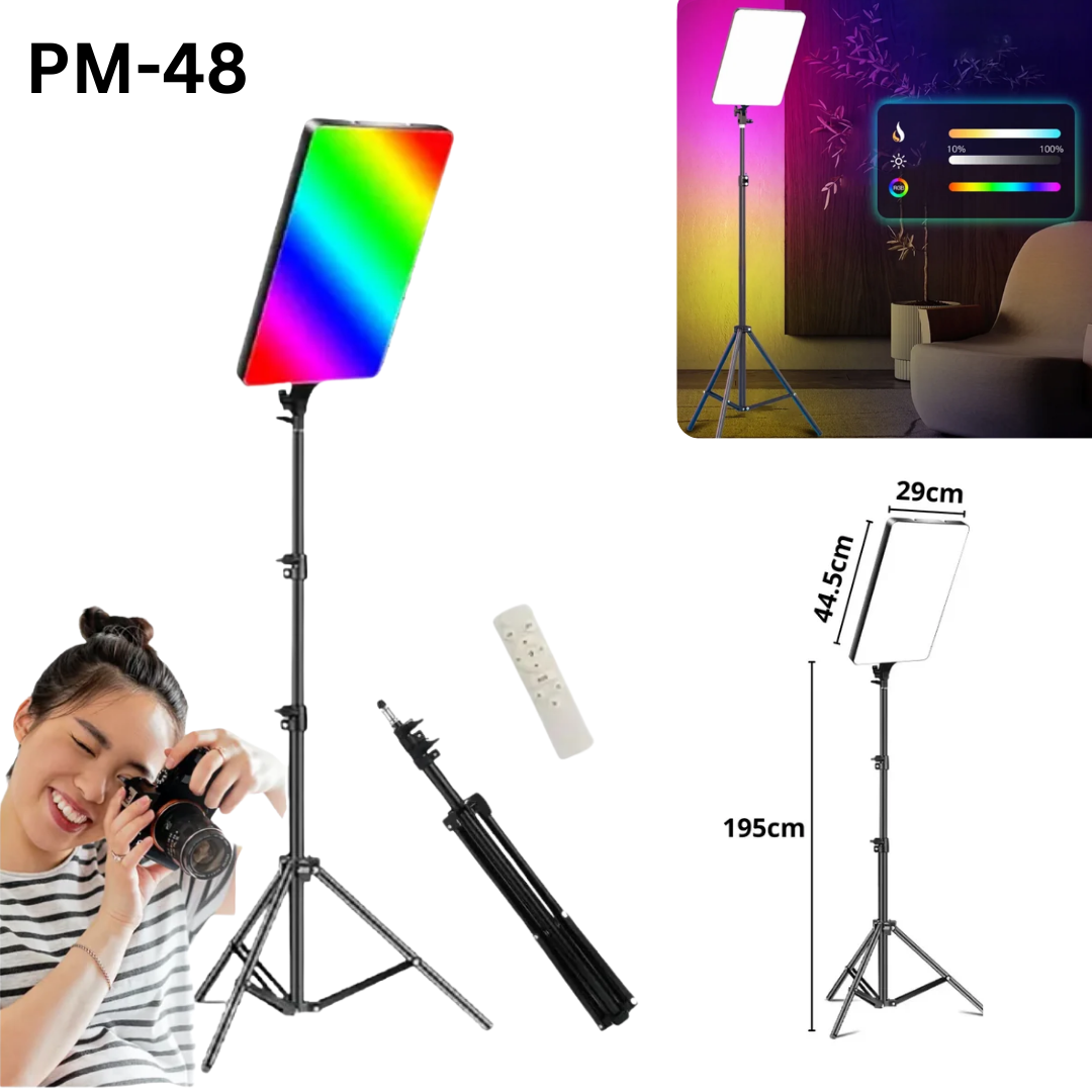 RGBW-LED PM-26 Professional Photography Fill Light – Adjustable LED Light with Remote Control for Video & Photo