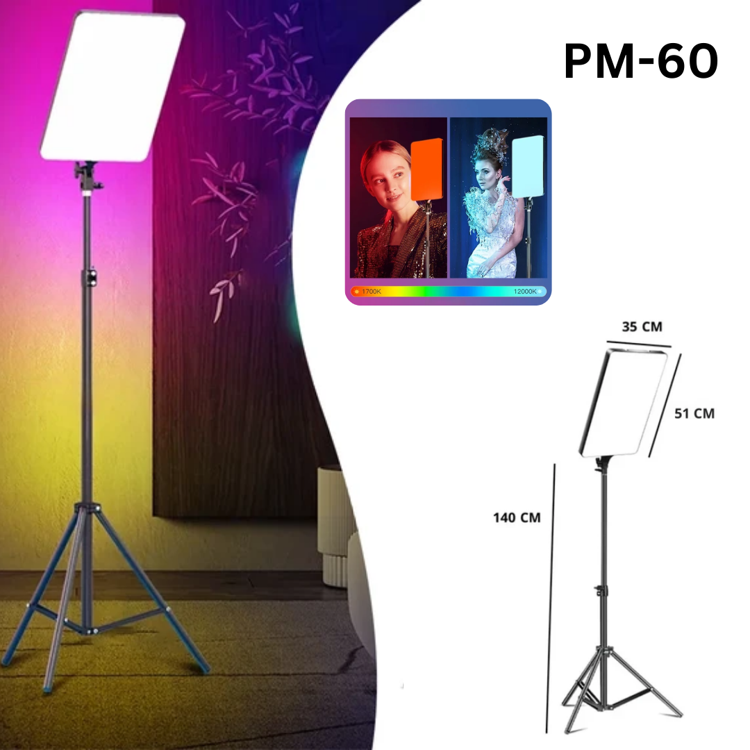 RGBW-LED PM-26 Professional Photography Fill Light – Adjustable LED Light with Remote Control for Video & Photo