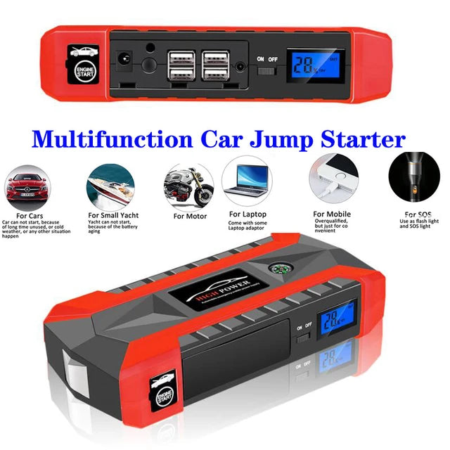 High Power Booster Cable Automobile Emergency Car jump starter & Wheel pump set air compressor