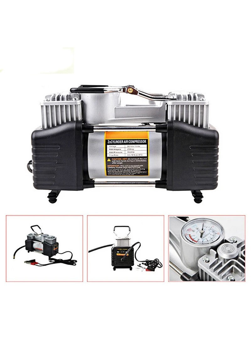 Portable Air Compressor Pump Tire Inflator with Digital Gauge, Heavy Duty Double Cylinder 12V Tire Pump 150 PSI with Tire Repair Kit