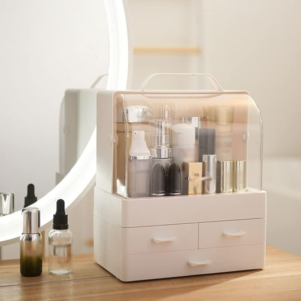 Makeup Organizer, Portable Skin Care Display Case with 3 Drawer