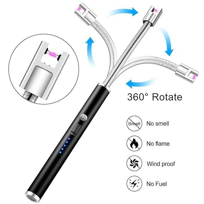 Rechargeable  Electric Lighter, Windproof, Flexible Neck