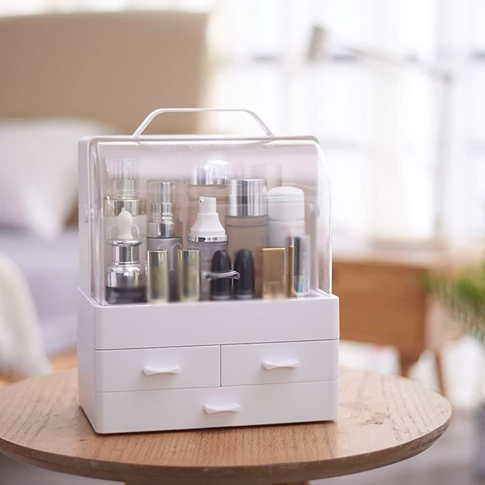 Makeup Organizer, Portable Skin Care Display Case with 3 Drawer