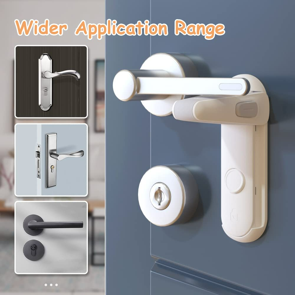 Door Lever Locks for Childproof & Petproof, Door Handle Locks for Toddlers, Baby Door Safety Locks for Toddlers (White)