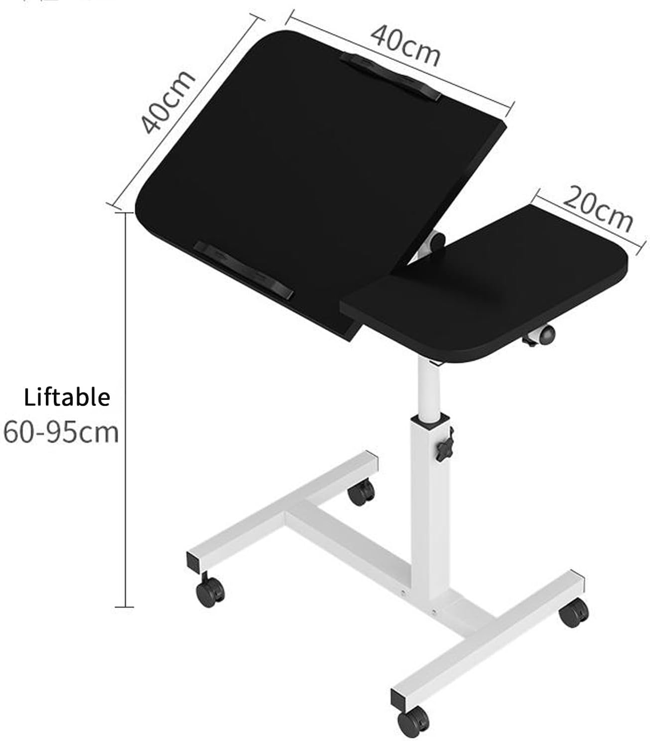 Height Adjustable Side Table with Wheels – Laptop Stand, Bed & Overbed Table for Living Room & Bedroom AS-13