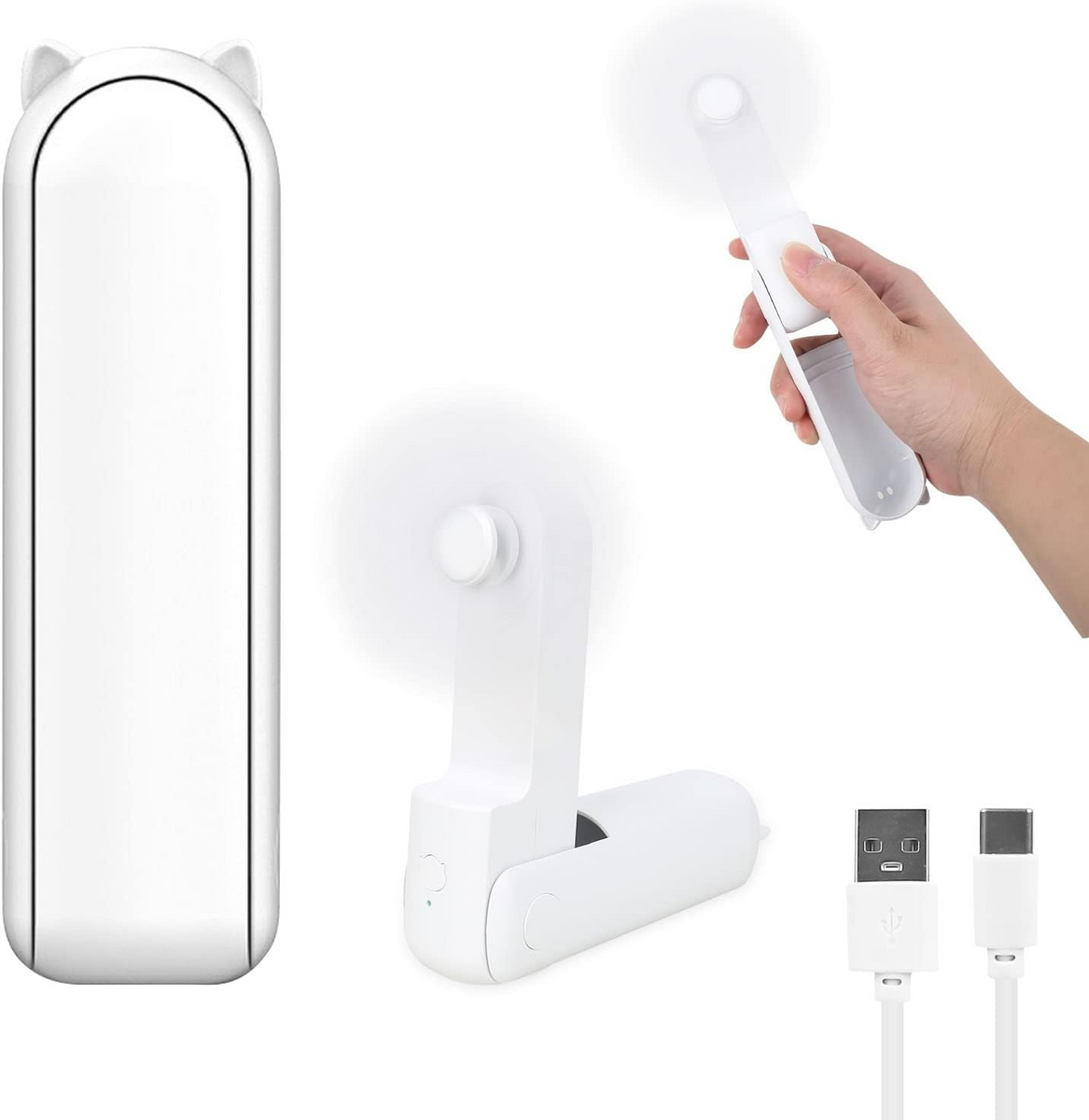 2 in 1 PowerBank Mini Handheld Fan – USB Rechargeable, Foldable & Port ...