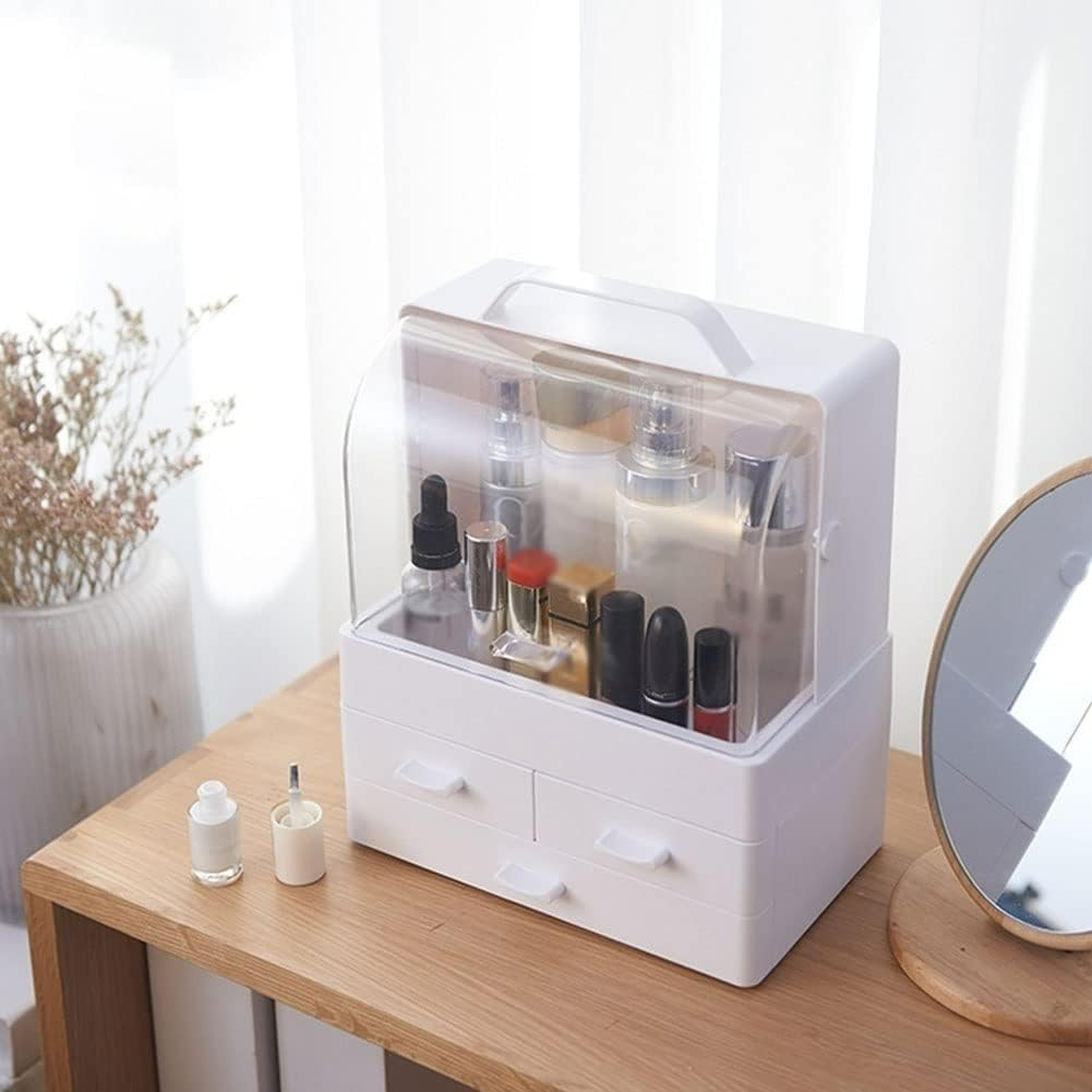 Makeup Organizer, Portable Skin Care Display Case with 3 Drawer