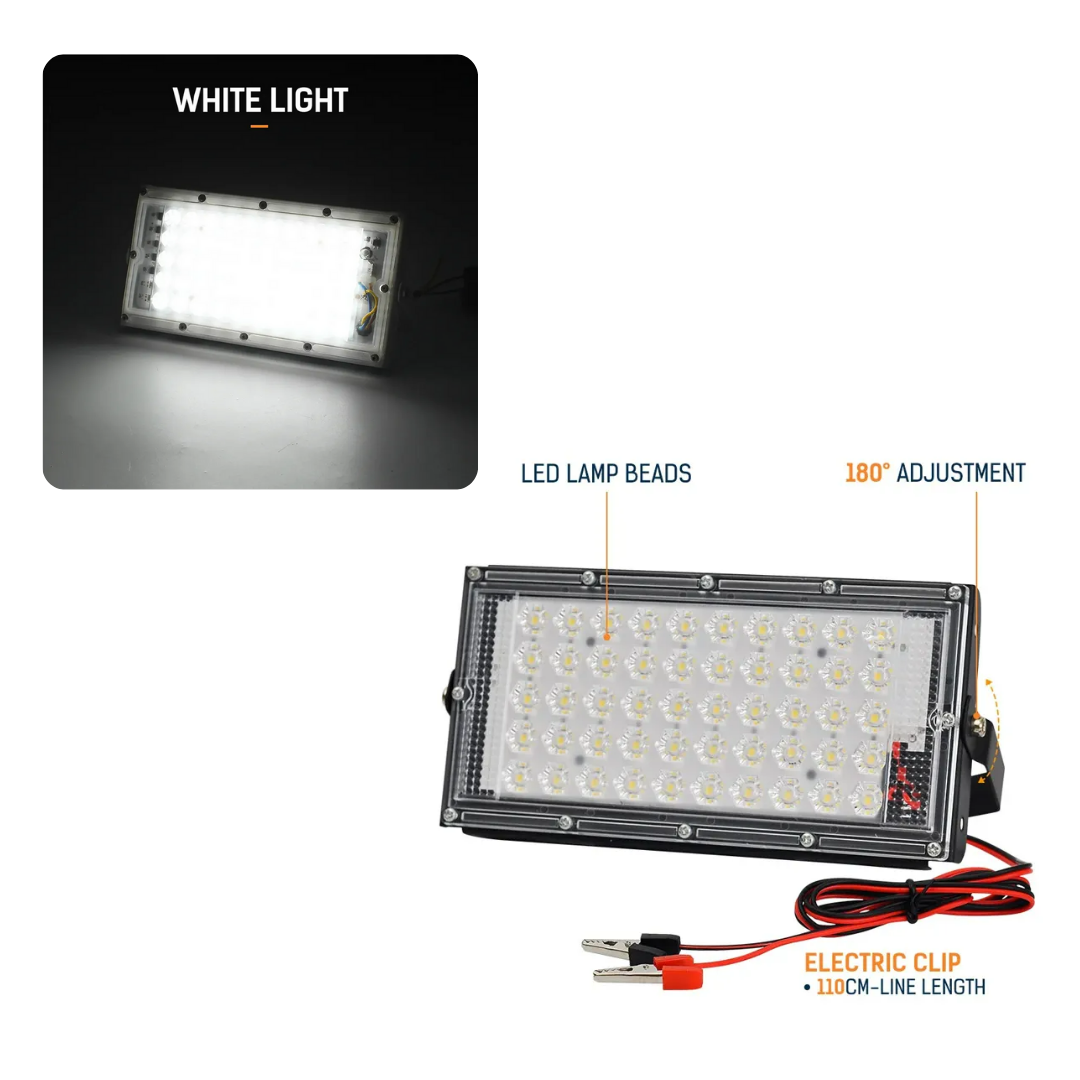 50W LED Flood Light with 120° Adjustable Angle, Waterproof White Light