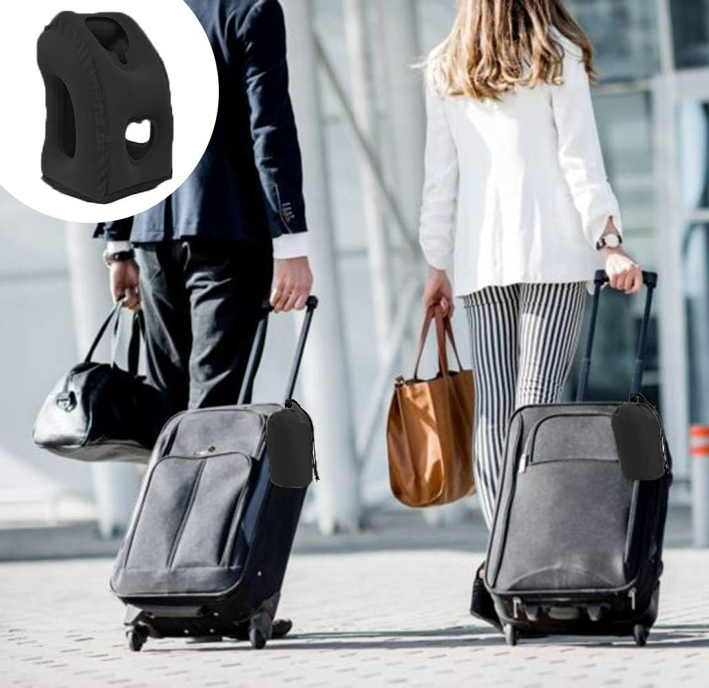 Inflatable Travel Pillow for Airplane, Neck Air Pillow for Sleeping to Avoid Neck and Shoulder Pain, Support Head and Lumbar