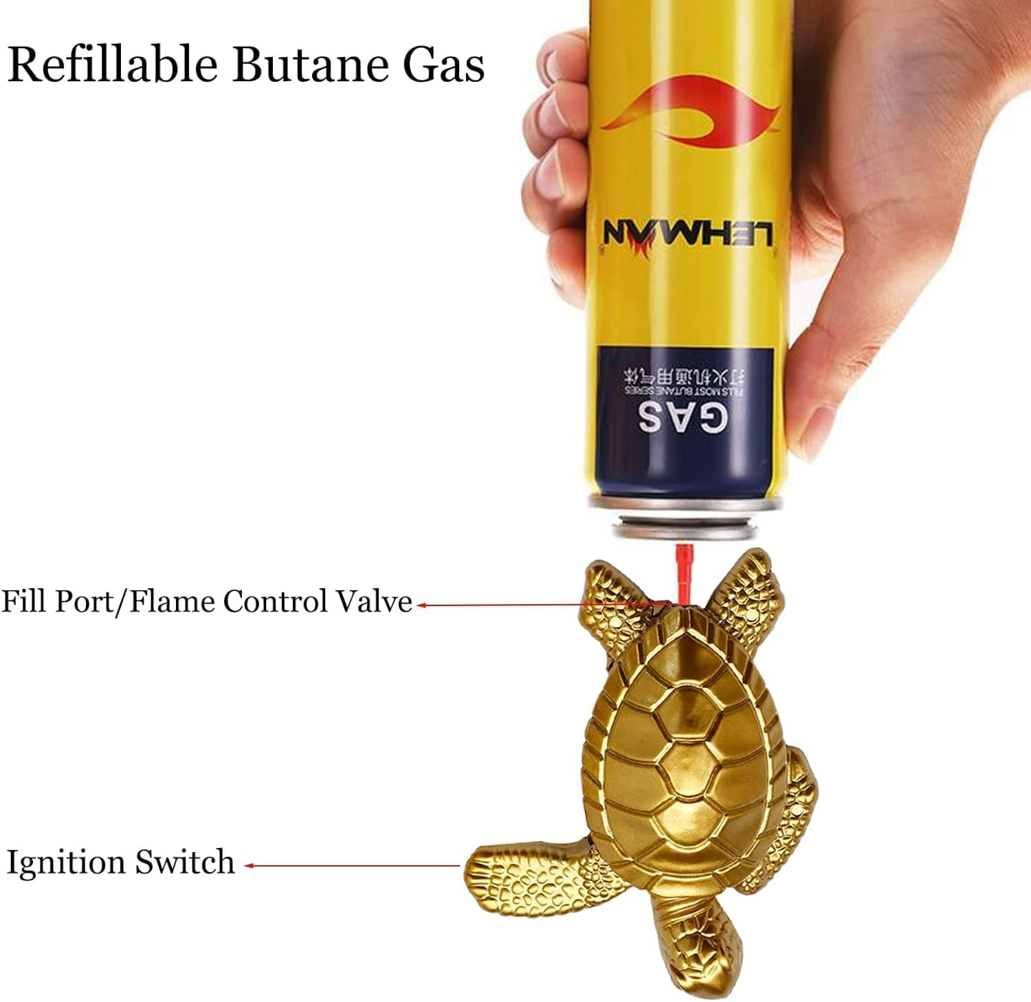 Turtle Lighter, Golden Tortoise Refillable Lighter