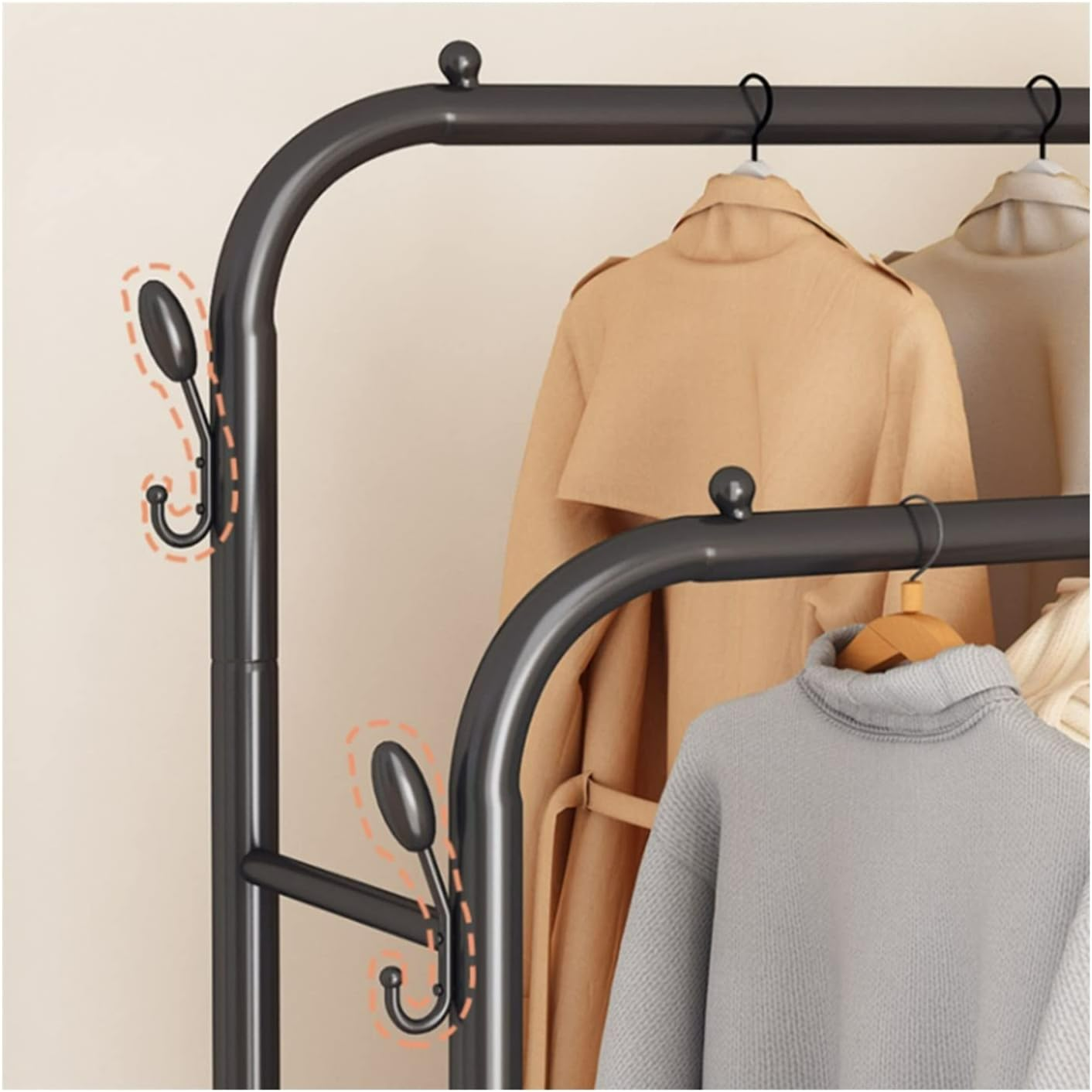 Clothing Hanger Stand With Storage shelf