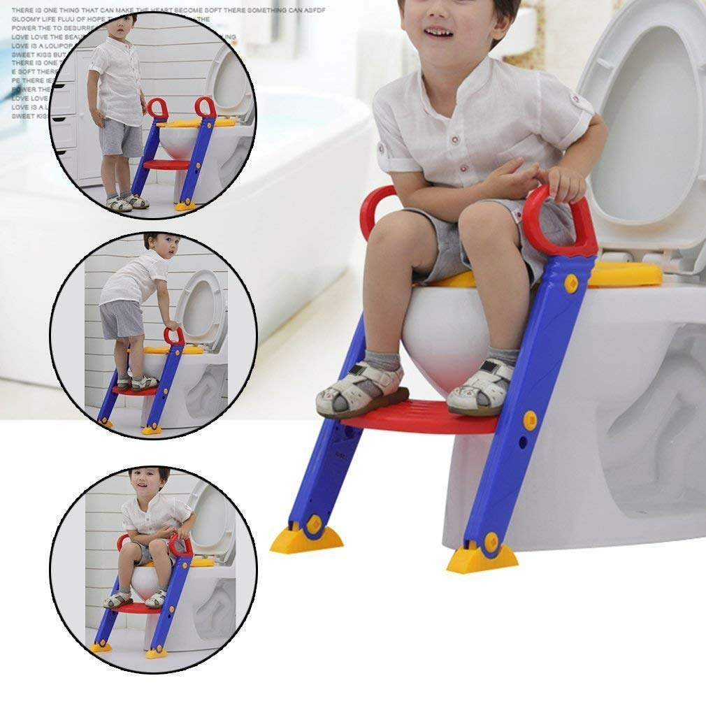 Portable Kids Bathroom Stairs Adjustable Baby Plastic Toilet Cover Potty Training Seat with safety handle