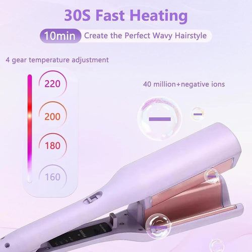 Multifunctional Hair Curler V Shaped Curling Iron for Beach Waves With 4 Adjustable Temperatures