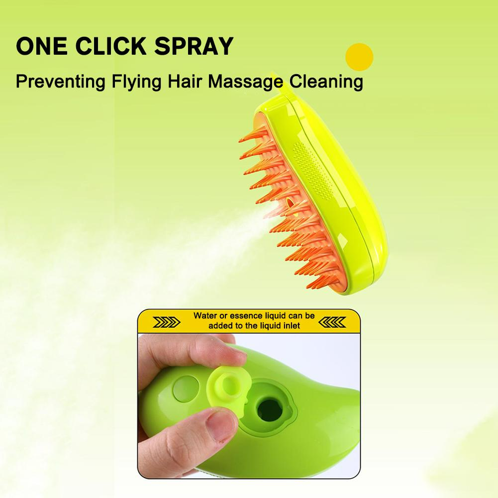 3-in-1 Multifunctional Cat Dog Steam Brush Spray Cleaning Massaging Silicone Pet Hair Comb