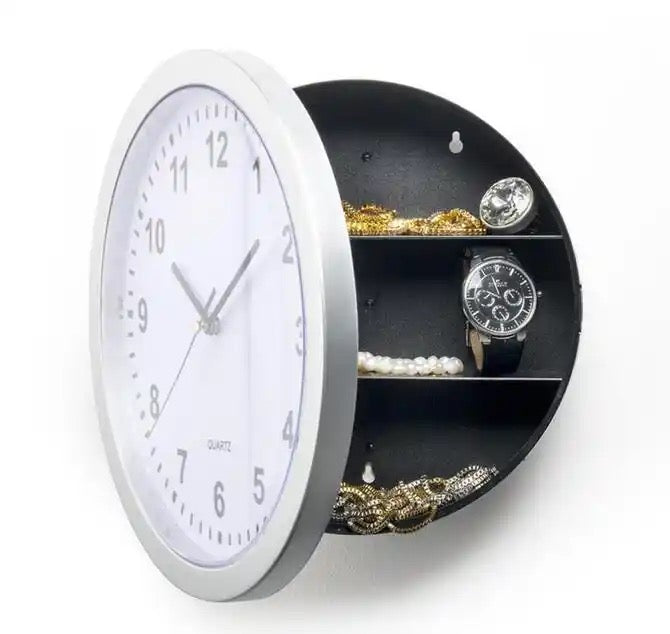 Hidden Clock Safe Gold Or Silver Color Retro Round Wall clock