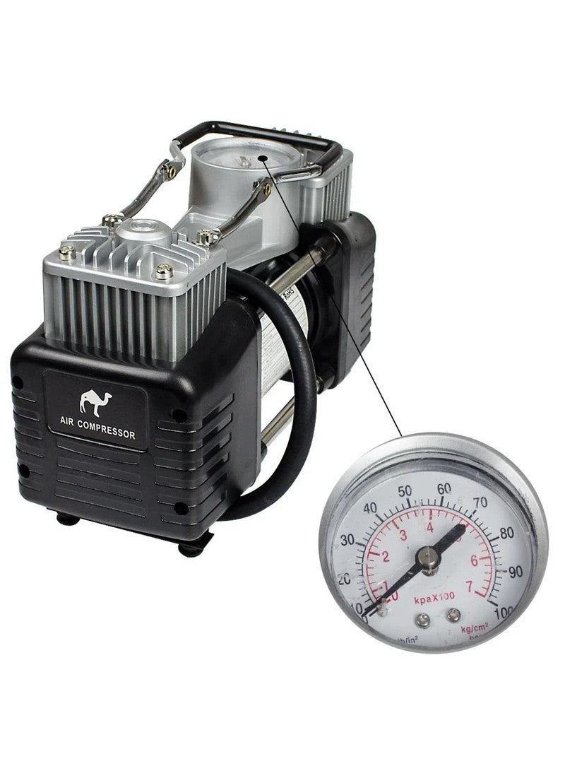 Portable Air Compressor Pump Tire Inflator with Digital Gauge, Heavy Duty Double Cylinder 12V Tire Pump 150 PSI with Tire Repair Kit