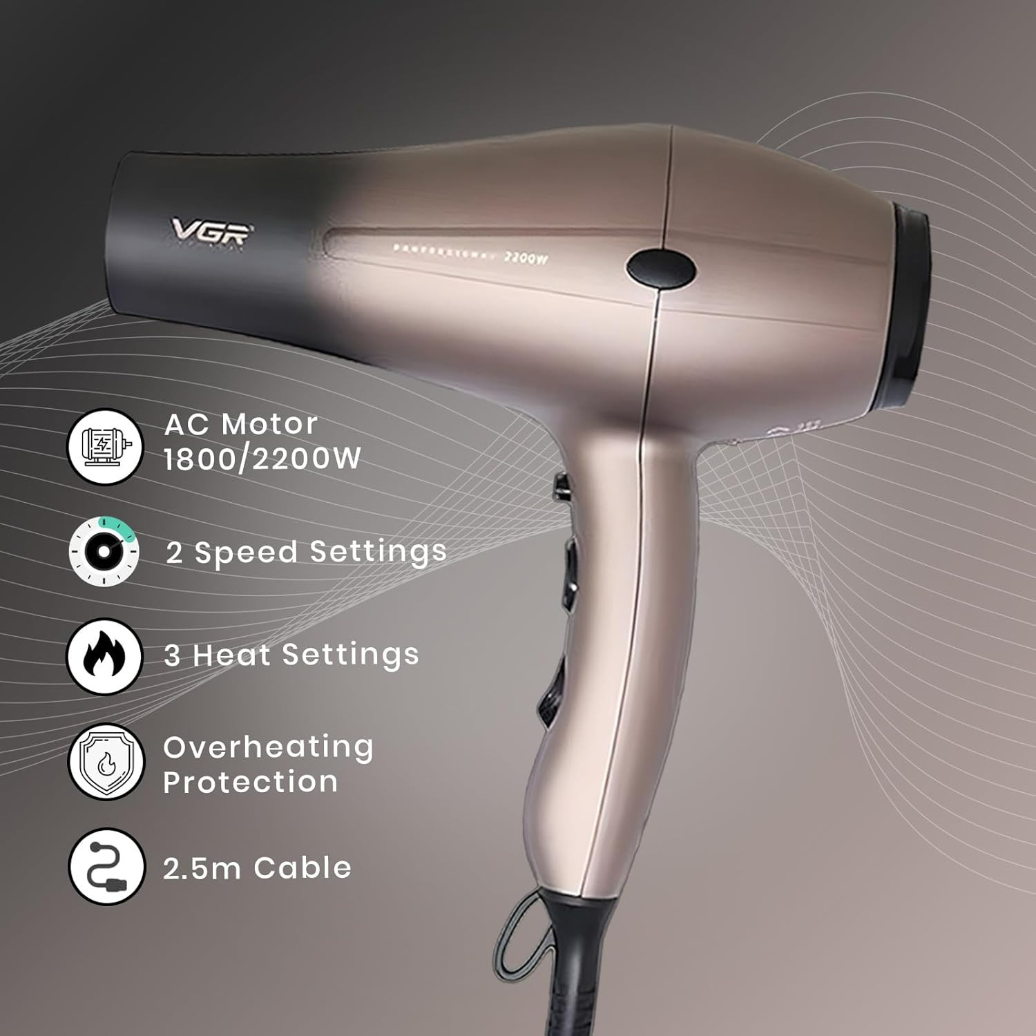 VGR V463 Professional Hair Dryer | 1800-2200W High-Performance