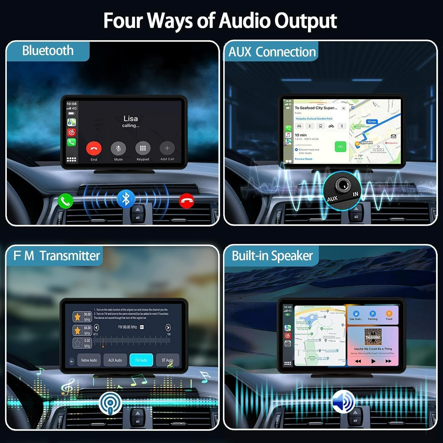 Wireless Car Stereo  Apple Car AirPlay & Android Auto with Backup Camera