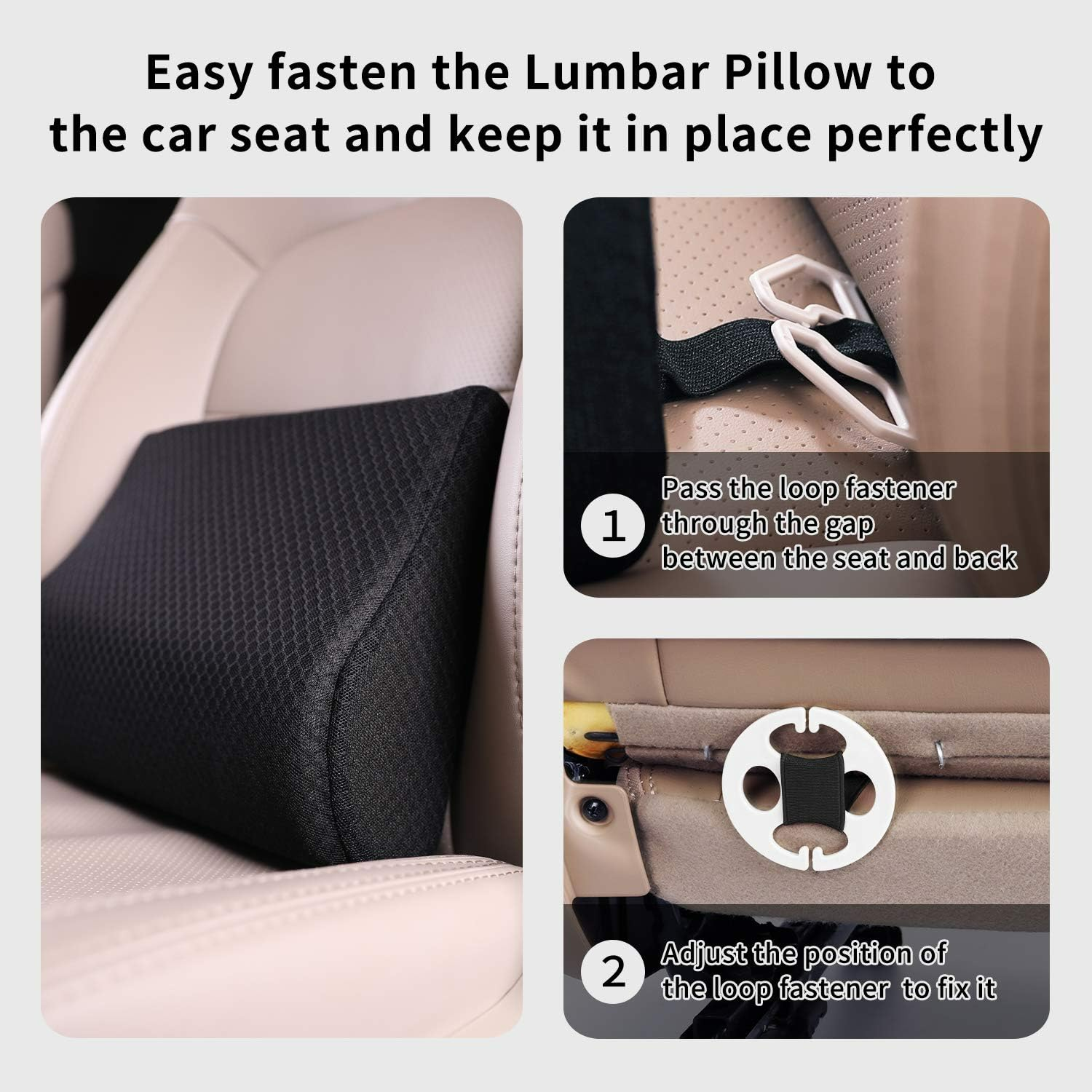 Car Lumbar Support Pillow High-Density Memory Foam for Superior Comfort