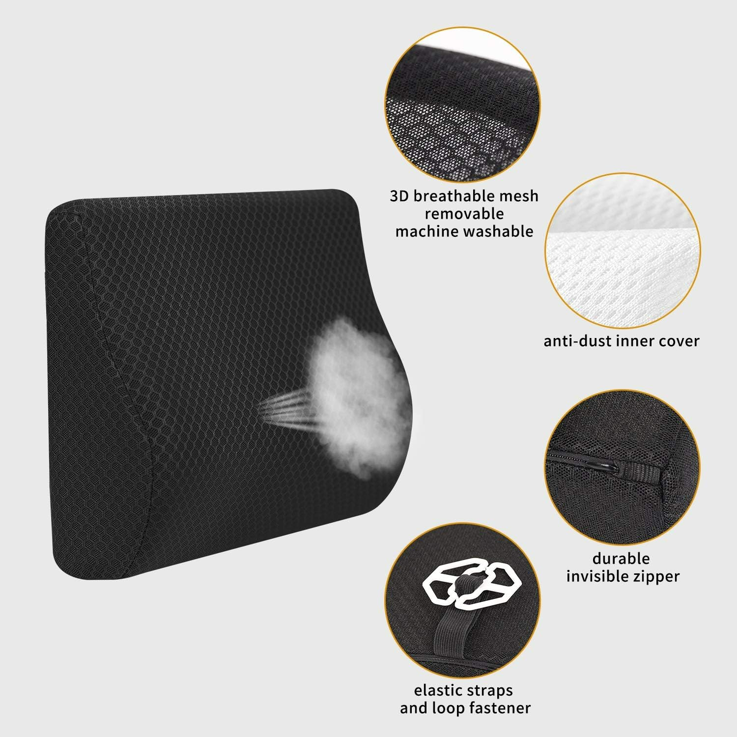 Car Lumbar Support Pillow High-Density Memory Foam for Superior Comfort