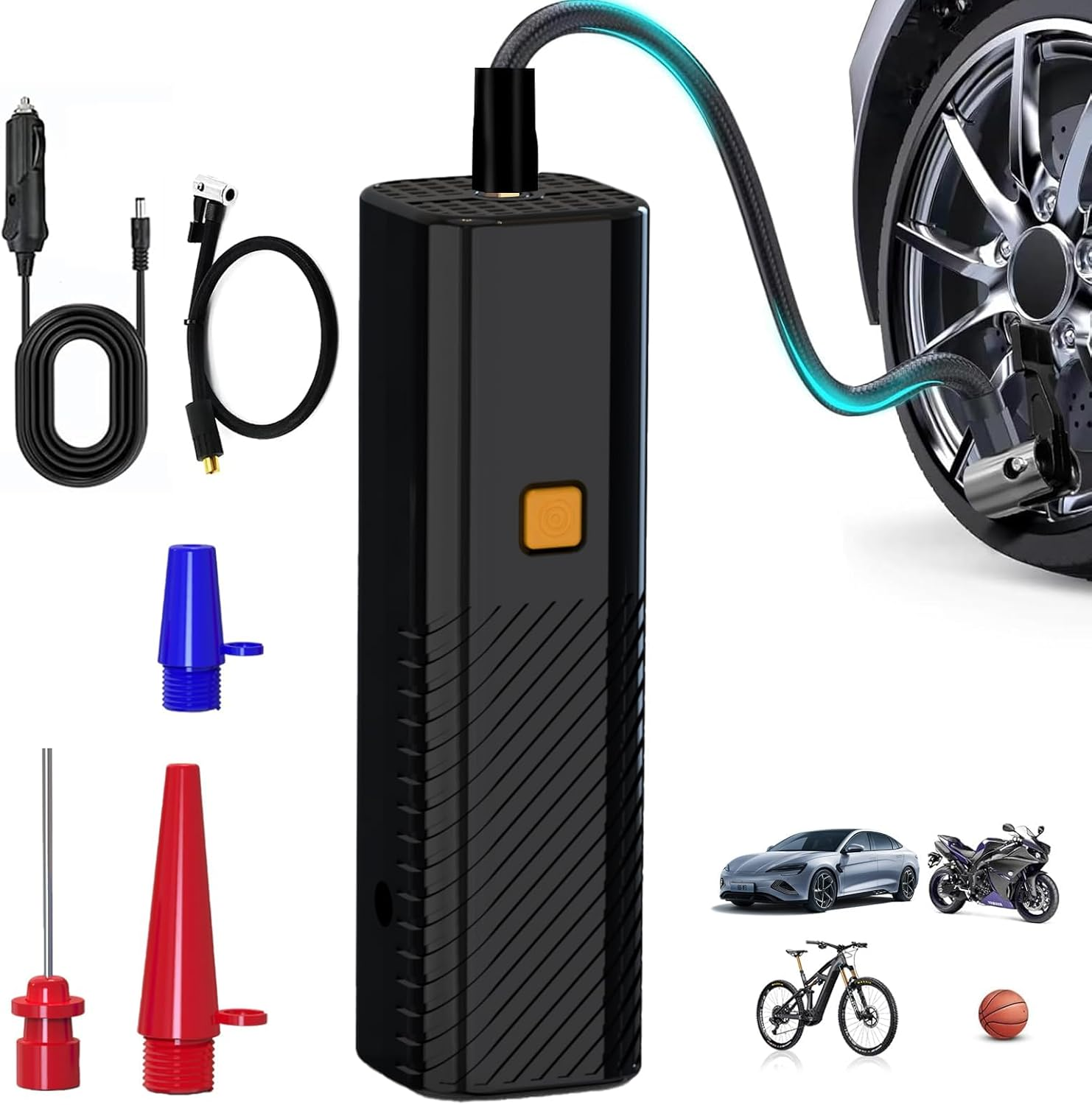 Tire Inflator Portable Air Compressor - Air Pump for Car Tires with Tire Pressure Gauge