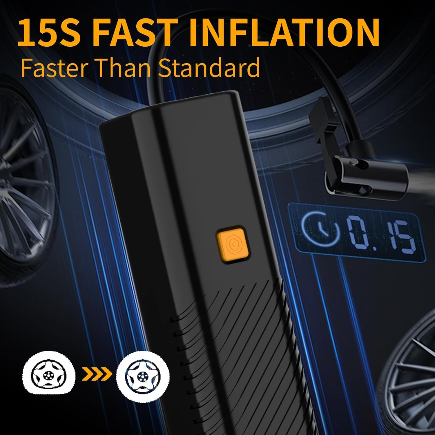 Tire Inflator Portable Air Compressor - Air Pump for Car Tires with Tire Pressure Gauge