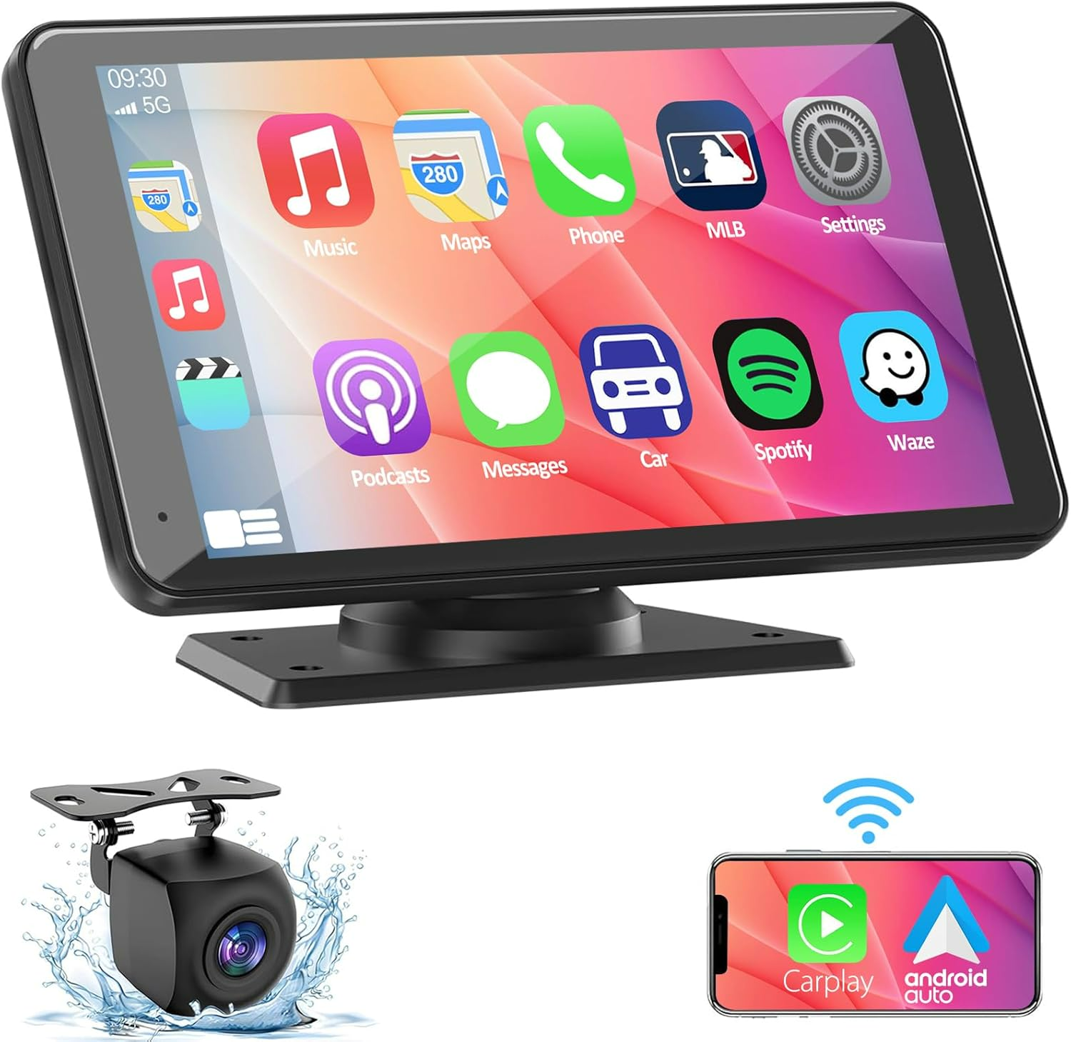 Wireless Car Stereo  Apple Car AirPlay & Android Auto with Backup Camera