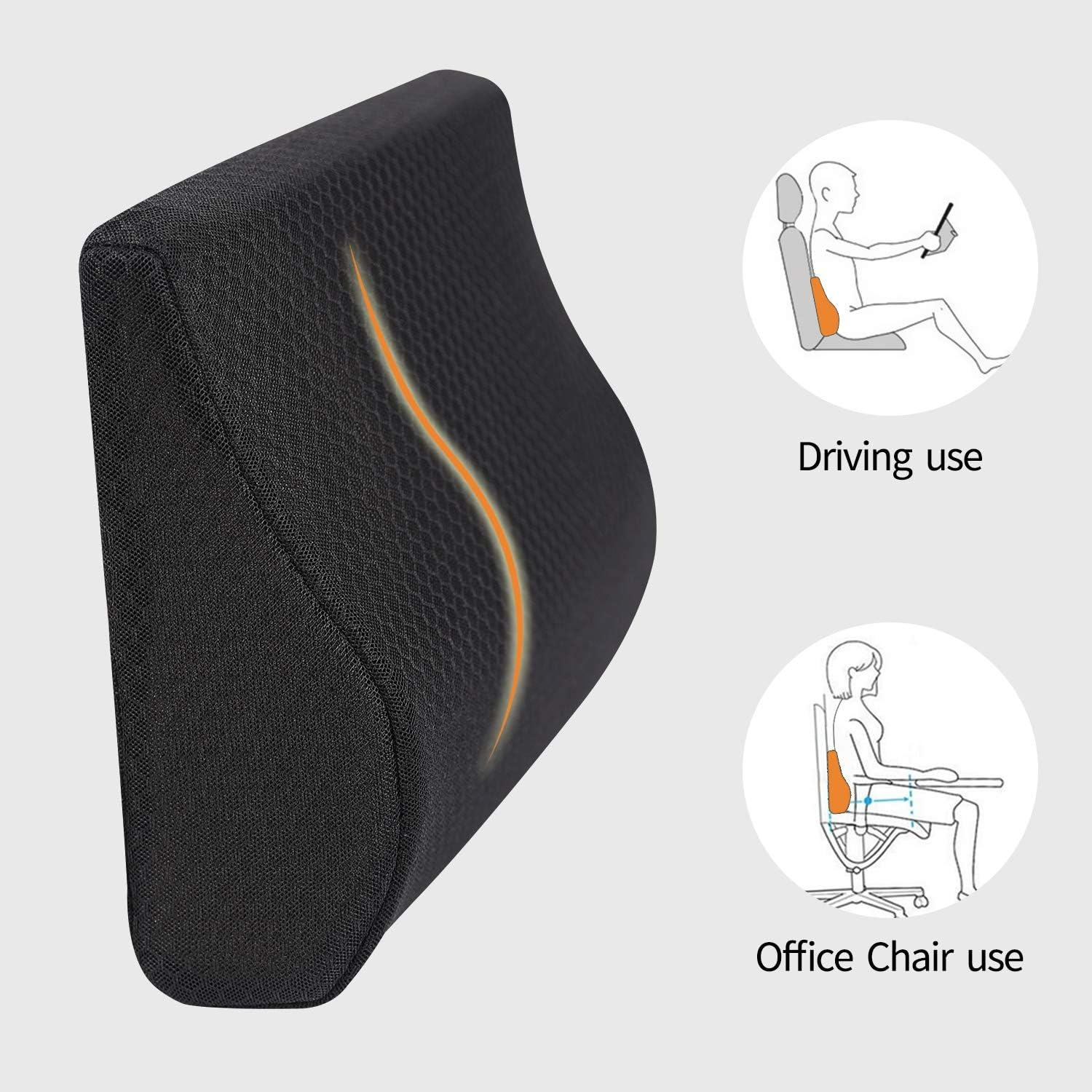 Car Lumbar Support Pillow High-Density Memory Foam for Superior Comfort