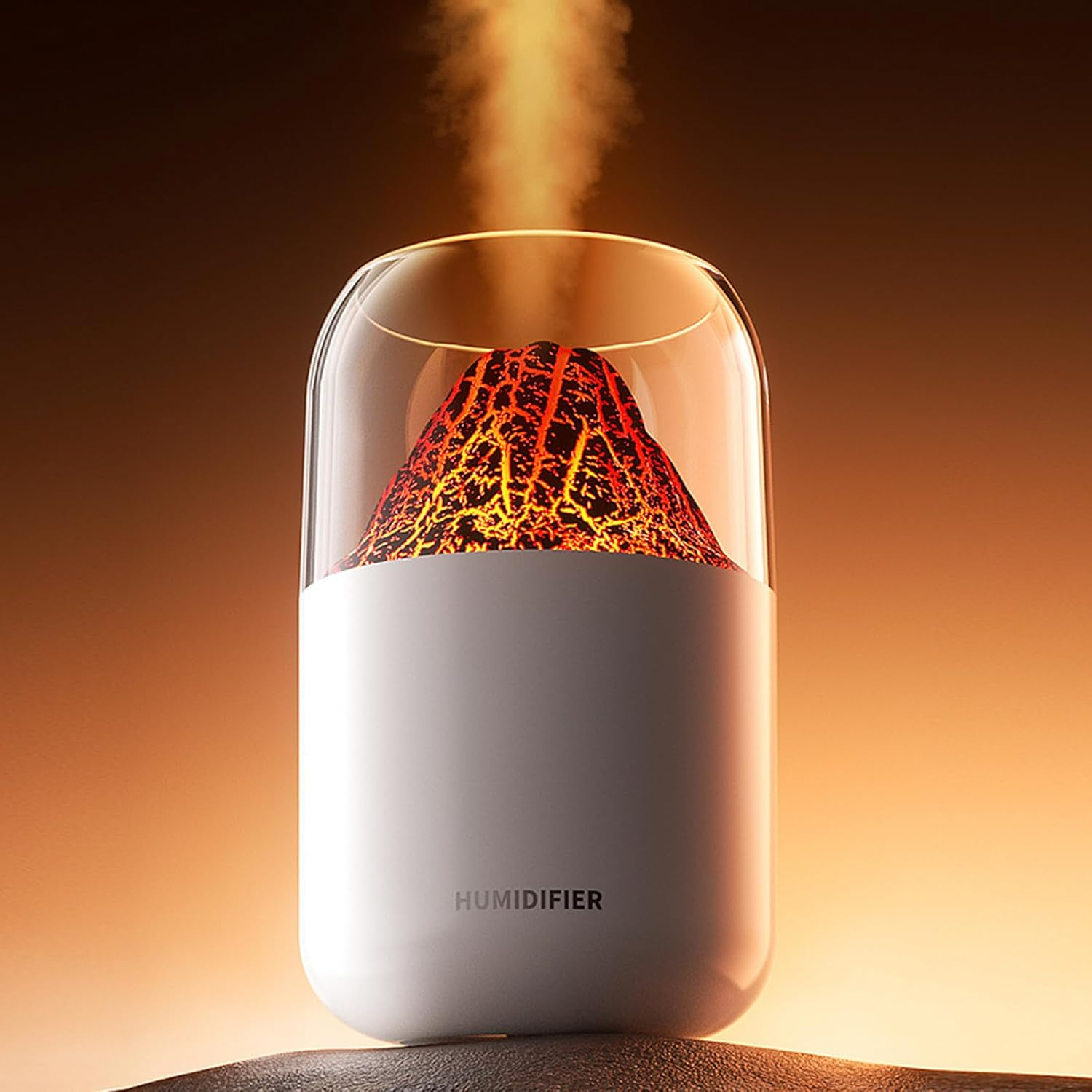 Mini Volcano Cool Mist Humidifier – 300ml Air Moisturizer with LED