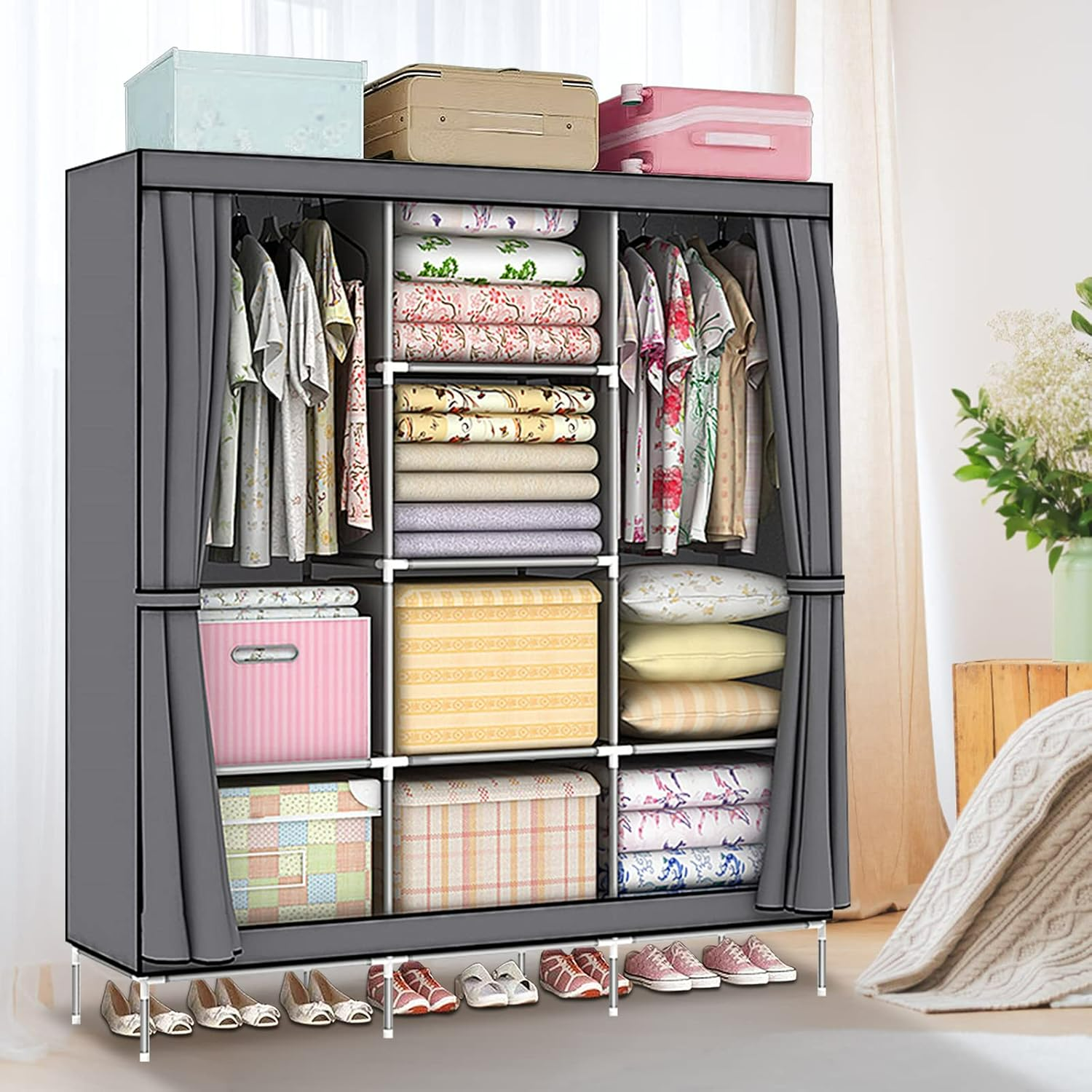 Black Storage Wardrobe Closet & Storage Organizer