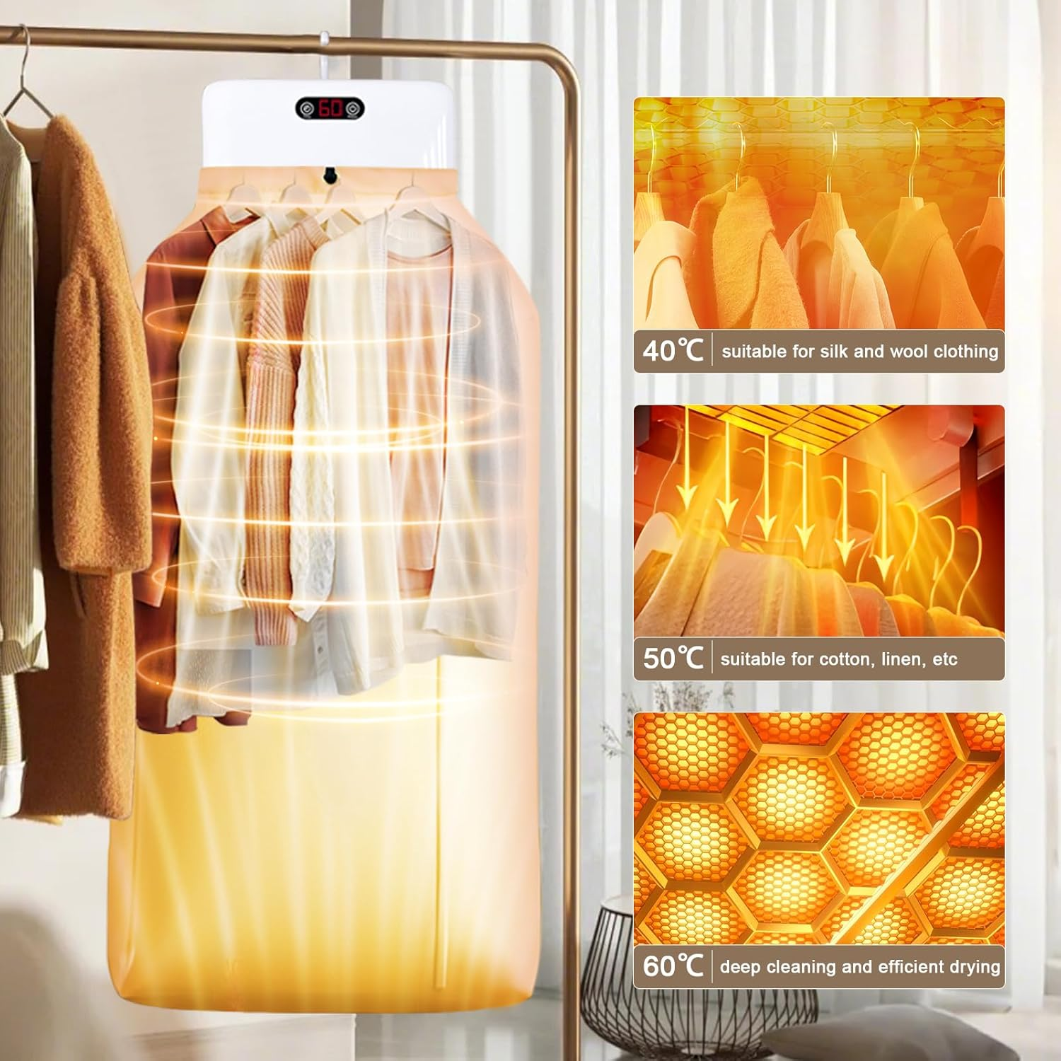 Foldable Electric Clothes Dryer Heater & Sanitizer