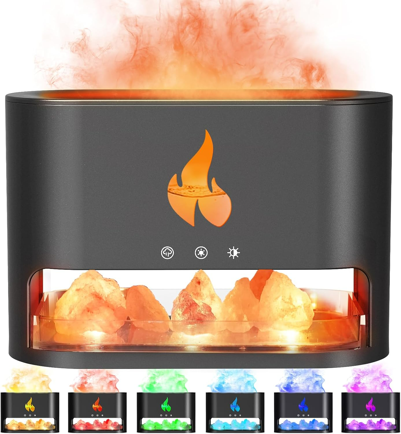 3 in 1 Flame Aroma Diffuser & Himalayan Salt Lamp  250ml Cool Mist Humidifier