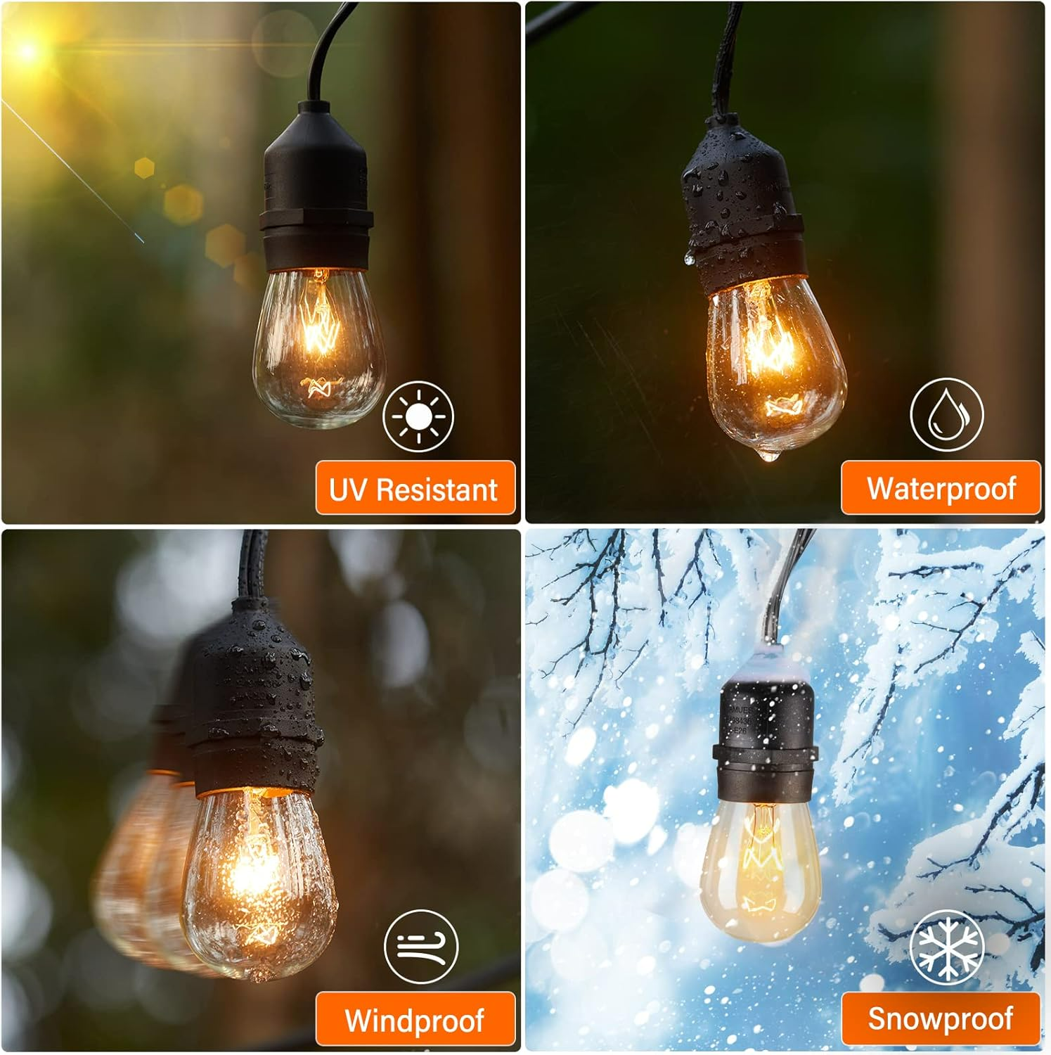 Outdoor String Lights with Bulbs Christmas