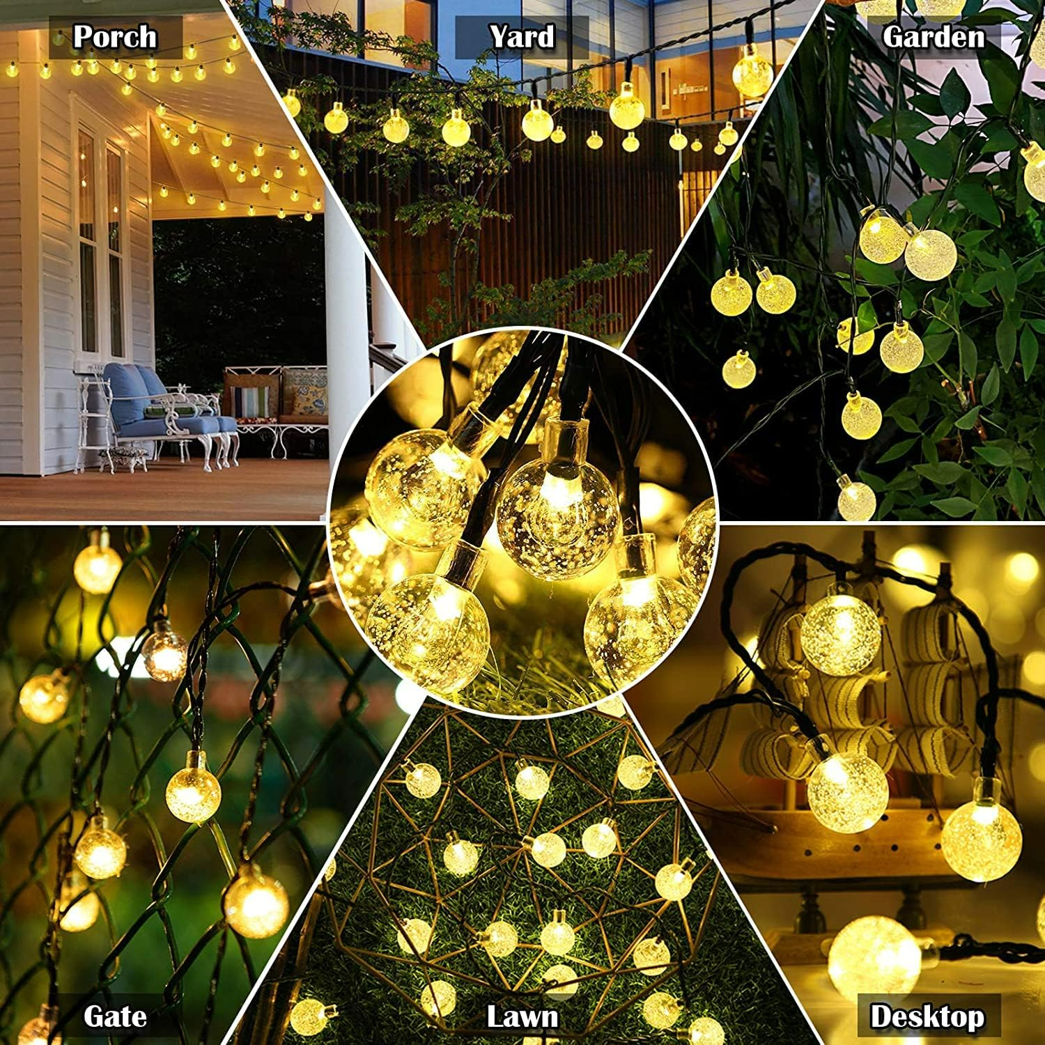 Solar String Lights, 1 Pack Outdoor String Light 50 LED 5 Meter Waterproof Solar Powered Christmas