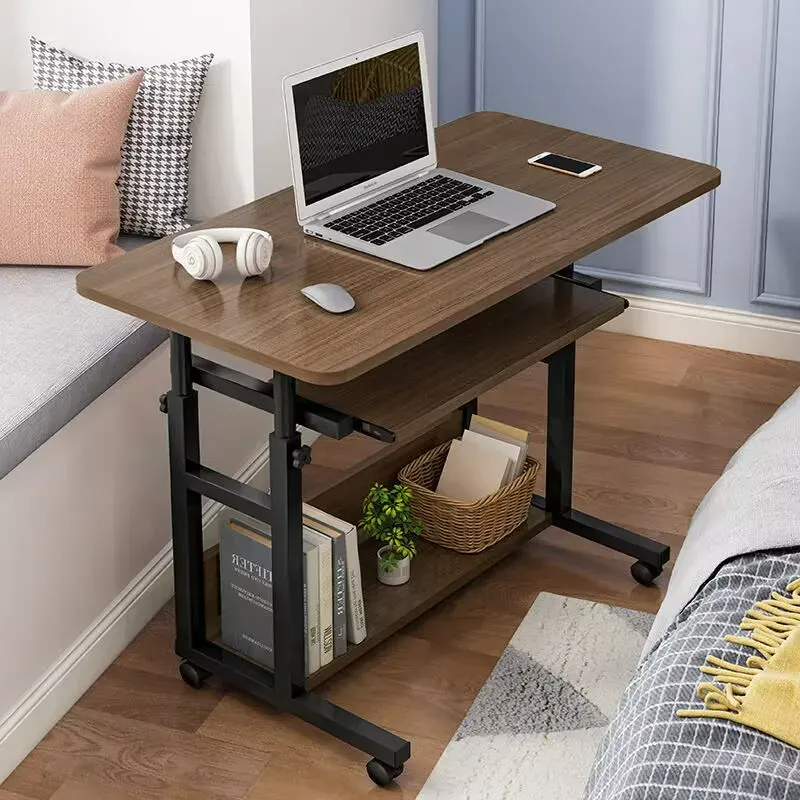 Large Liftable Bedside Study Computer Desk with Lower Storage Rack with Wheels Removable Table AS17