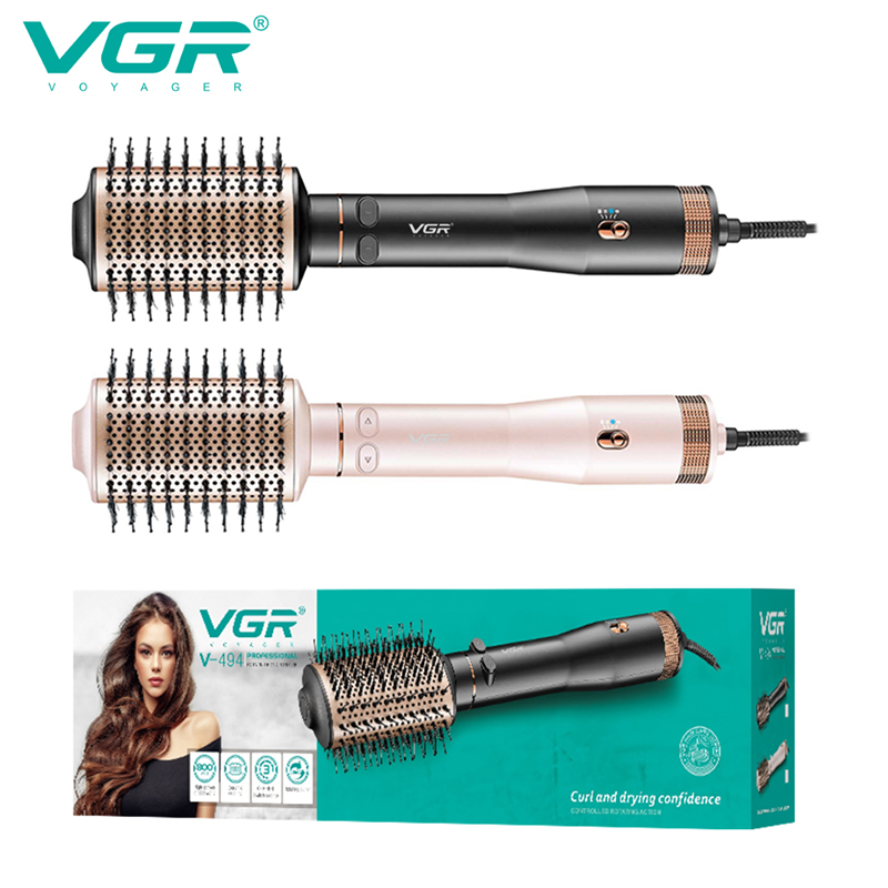 VGR Rotating Hot Air Brush Comb V494 - Black