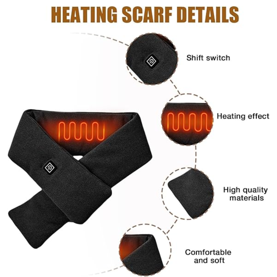 Electric Heated Scarf - Pro Electric Heated Scarf with 3 Heating Levels USB Rechargeable Heating Scarf