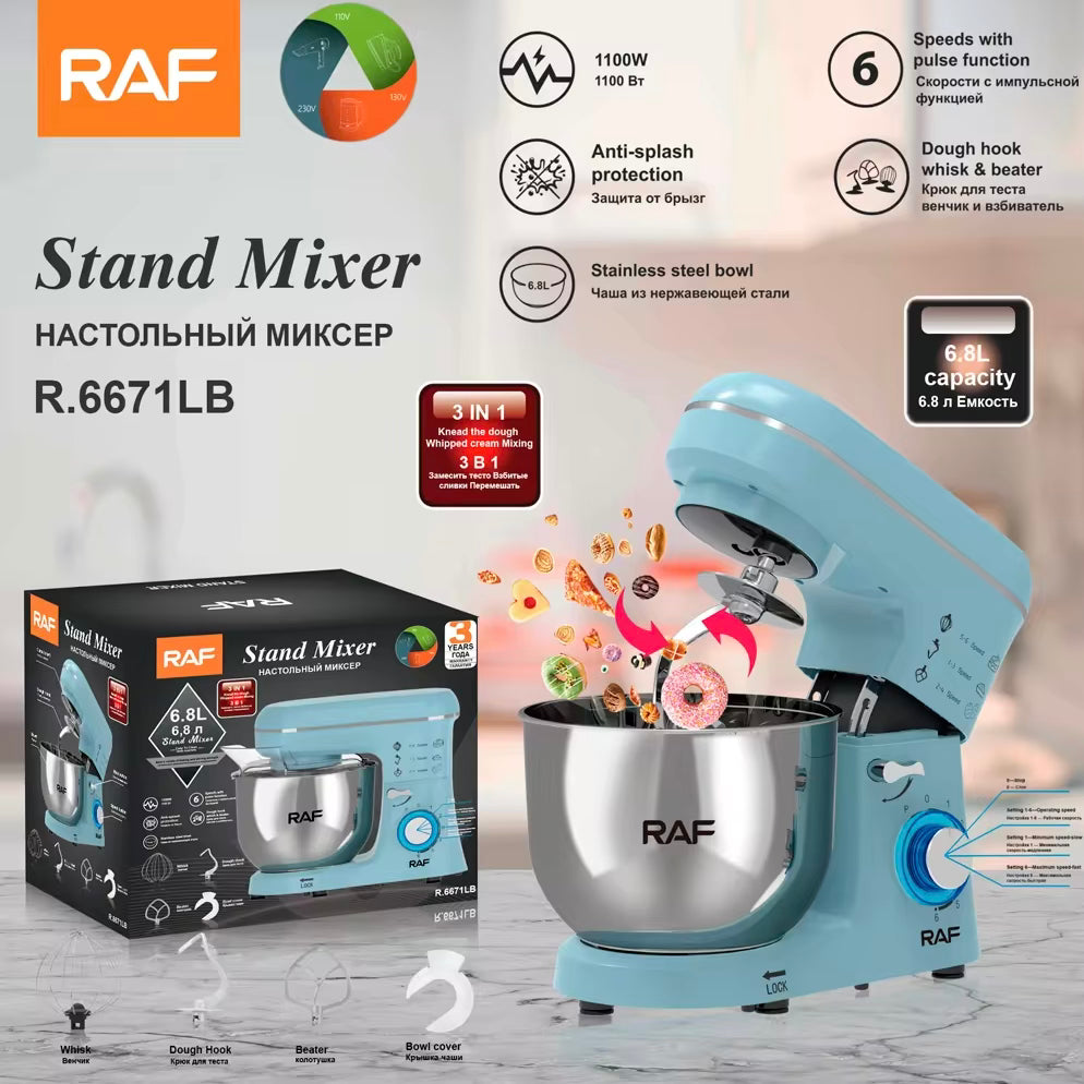 Raf 3 In 1 Stand Mixer 6.8 Litre R6671LB