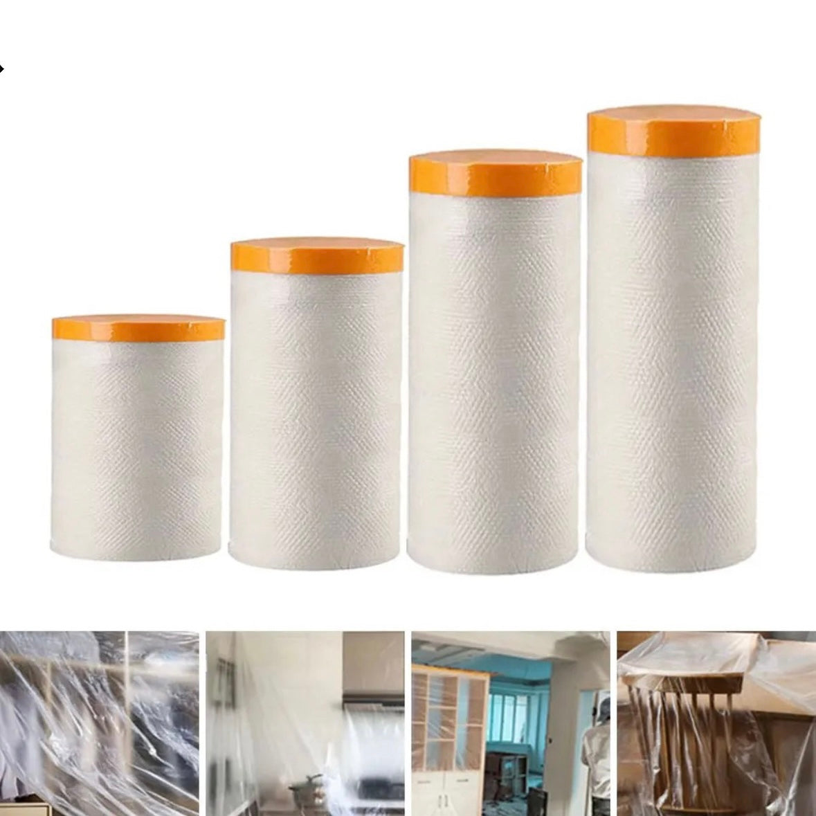 Transparent Plastic Masking Film Waterproof Dust Cover Living Room Kitchen Furniture Decoration Protective Film 20M