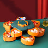 Double Deck Rotating Snack Tray Flower Shape