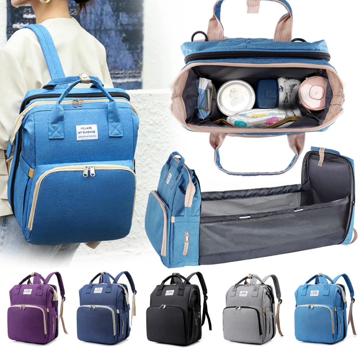 Multi-Functional Diaper Bag Backpack Travel Baby Nursing Bag Large Capacity Mommy Bag