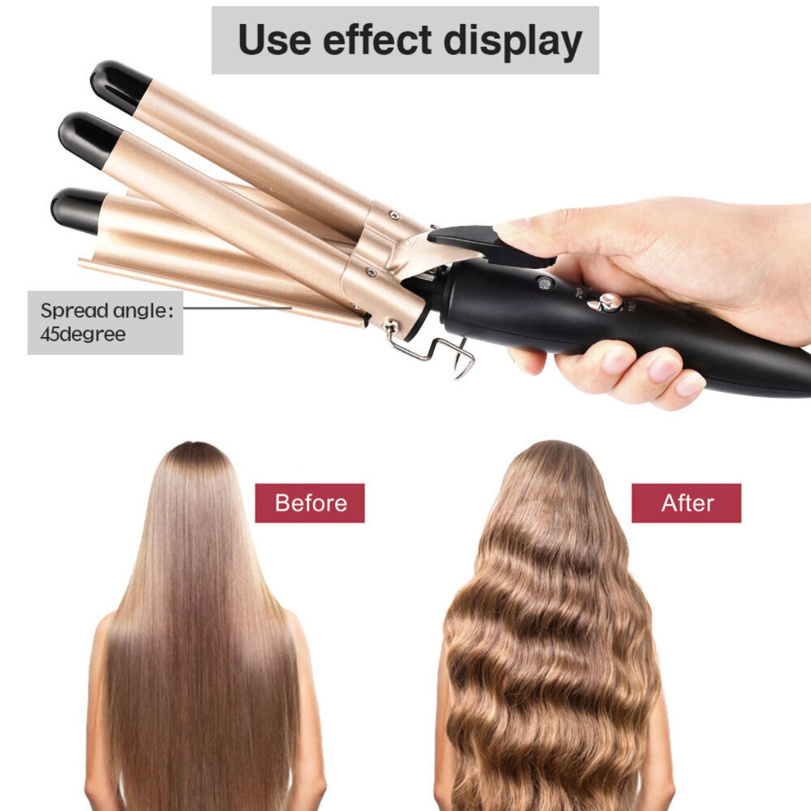 Curling Iron Hair Wave Curler Temperature Adjustable With Dual Voltage