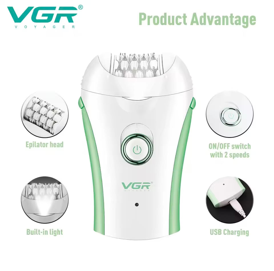 VGR Compact Professional Cordless Women Epilator for different body areas for gentle hair removal V705