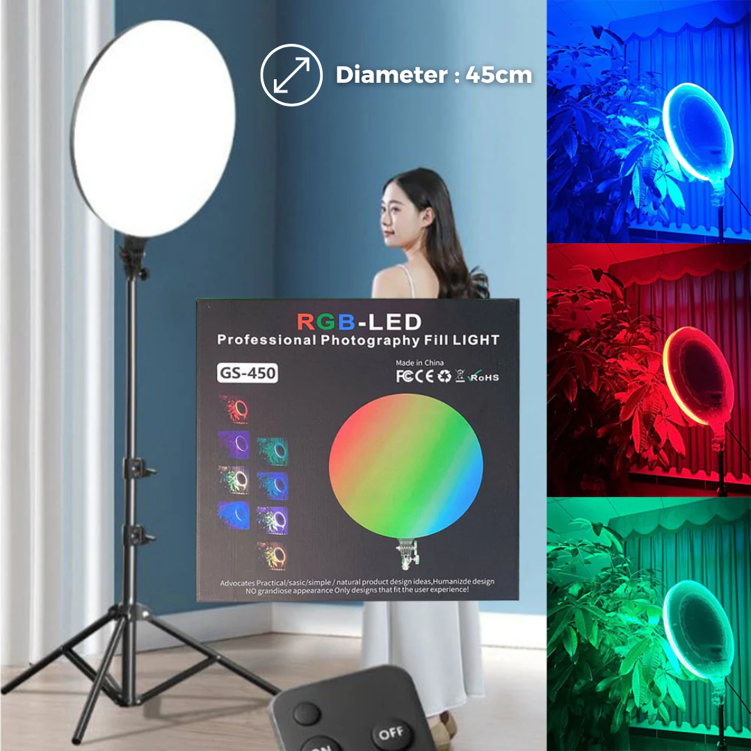 RGB LED Lamp  Round Panel Lights for Photography, Home, and Office Lighting with Remote Control