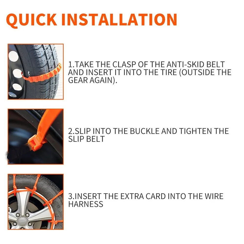 10 Pieces Car Tire Anti-Slip  For Snow Ice Mud