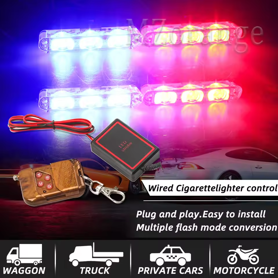 LED Police Lights for Car FSO Strobe Light Wireless Remote Ambulance 12V Emergency Warning Flash Strobe Car Accessories