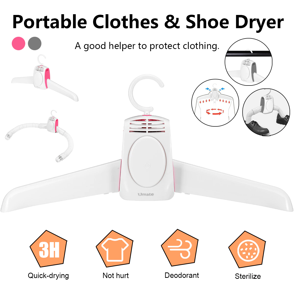 Umate Portable Clothes/Shoes Dryer