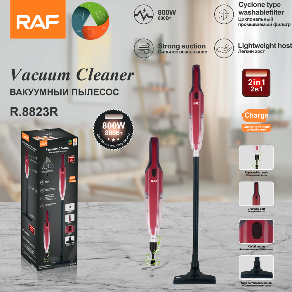 RAF Cordless Vacuum Cleaner Lightweight Removable Battery Powerful Suction Rechargeable for Floor R8823R